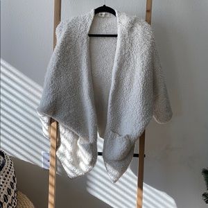 White fuzzy cardigan